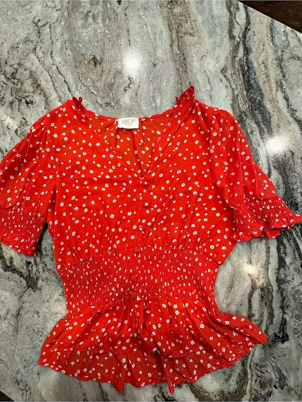 Sienna Sky Red Floral Peplum Blouse